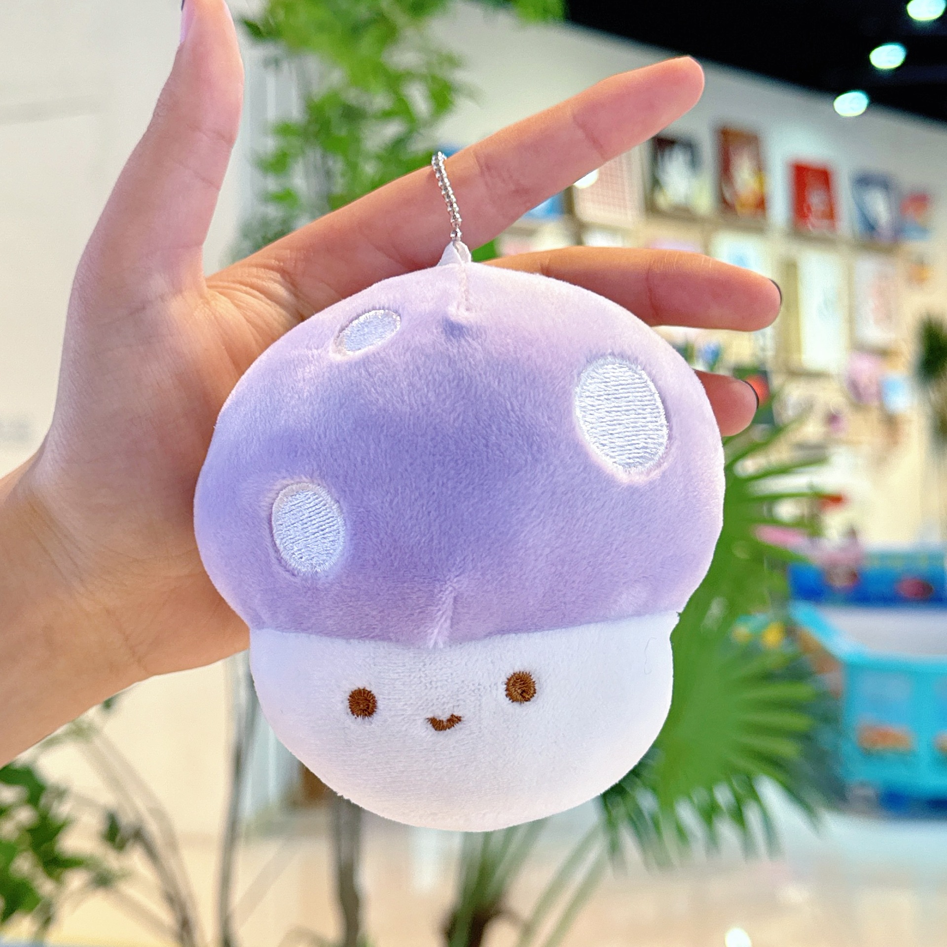 Purple Mushroom + Bead Chain