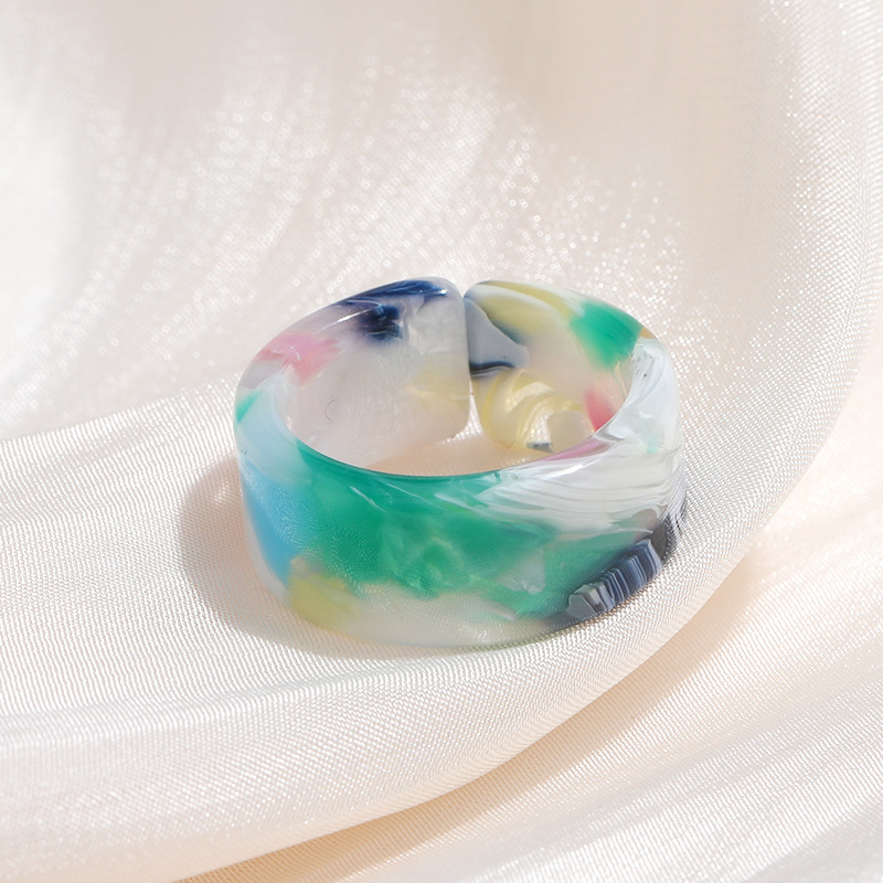 Wholesale Jewelry Retro Smudge Color Acrylic Geometric Ring Nihaojewelry display picture 16