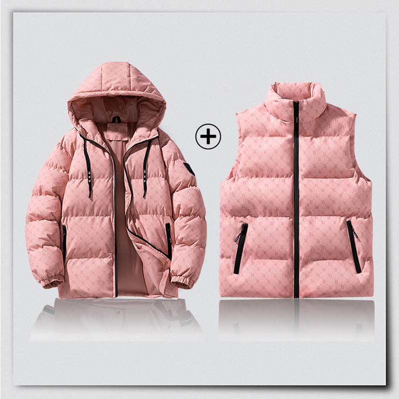 2024 nuevo estilo B explosión de moda casual de algodón cálido hombre sin mangas grueso chaleco de dos piezas