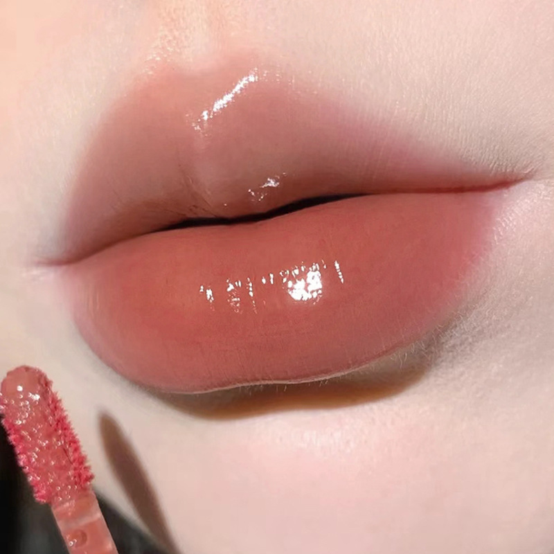 HERORANGE Noche Oscura espejo labio esmalte falso llano cara blanco hidratante fácil de color maquillaje lápiz labial