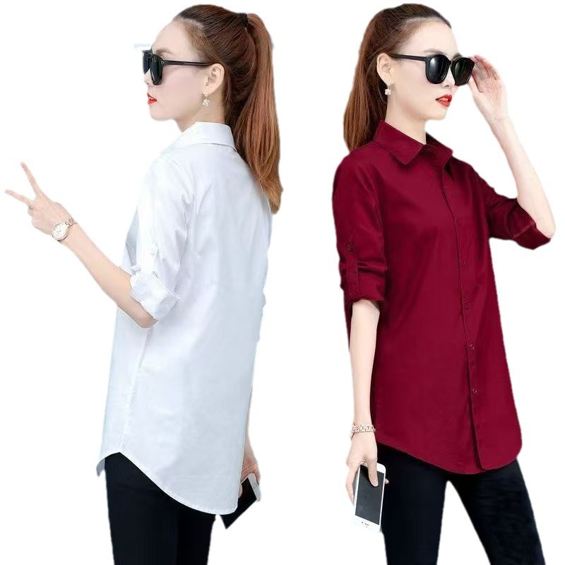 [폭발] 한국 기질 카디건 긴팔 옷깃 헐렁한 여성 셔츠 긴셔츠 치마 조커