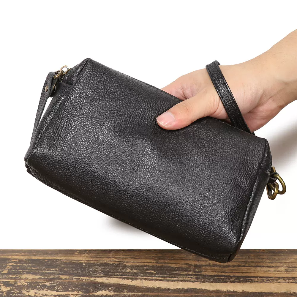 日韩潮流真皮女包新款头层牛皮单肩斜挎包精致高级感小方包手拿包