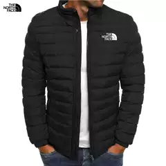 Men's Winter Stand Collar Quilted Zip-Up Jacket Casual Plus Size Cotton Padded Warm Coat