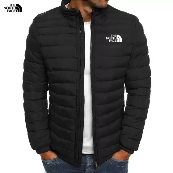 Men's Winter Stand Collar Zip-Up Cotton Quilted Jacket Casual Plus Size Warm Outerwear