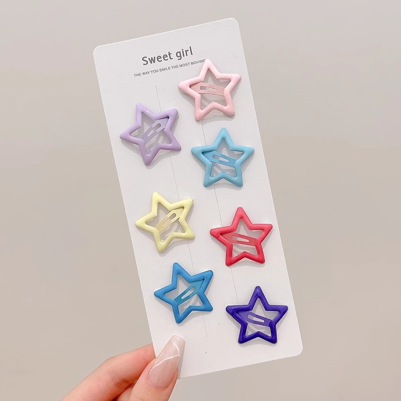 Horquilla de estrella de color dopamina 2025 nueva horquilla de gota de agua de nube para niños flequillo lateral bb clip tocado