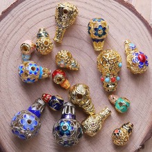 景泰蓝烧蓝手工滴油花朵一体三通隔珠diy串珠文玩手链配件