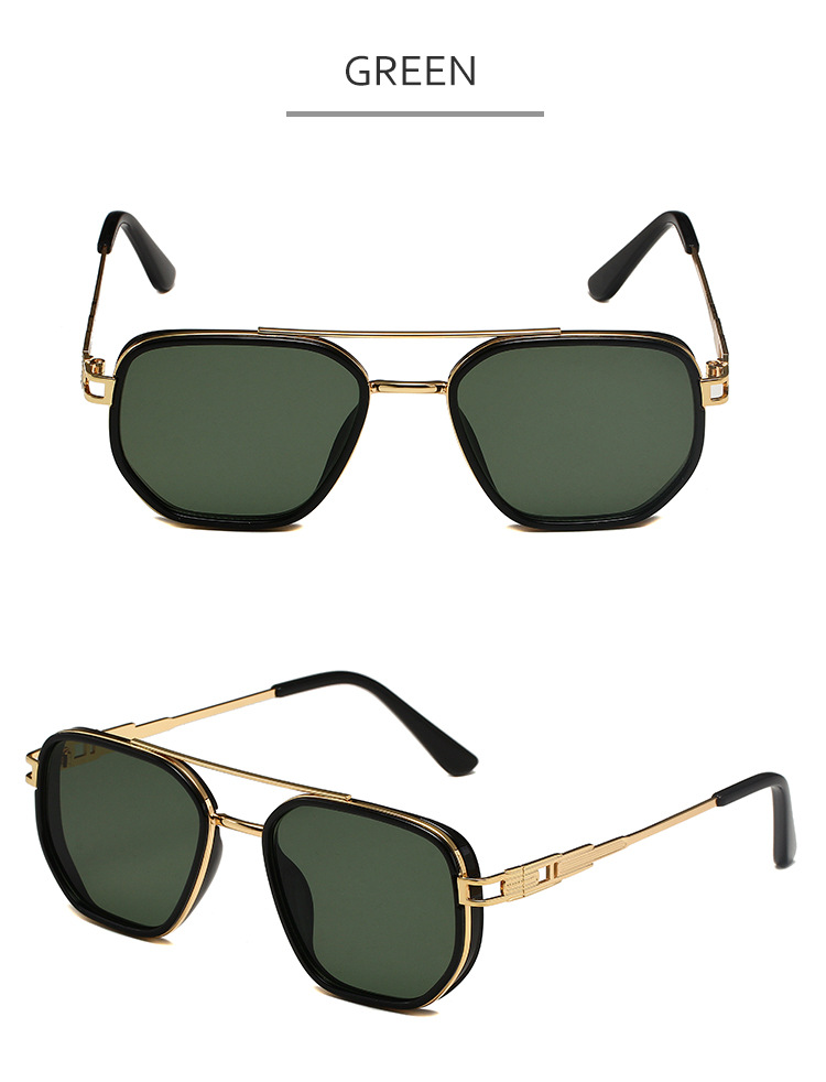 Retro Square Sunglasses For Men Uv Protection Metal Frame Style_voghion.com