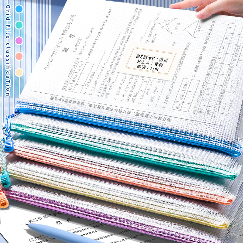Bolsa de archivo con cremallera bolsa de sujeto clasificación de sujeto almacenamiento transparente engrosada impermeable archivo para estudiantes de primaria y secundaria