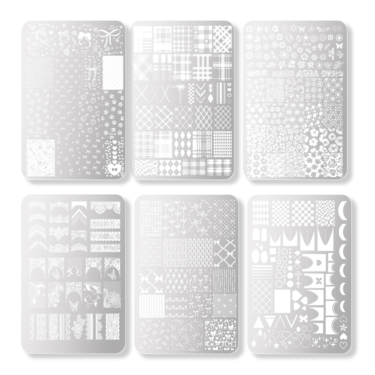 New Nail Art Transfer Plate with Denim Pattern, Five-Petal Flower, French Lace, Animal Texture, Heart, and Bow