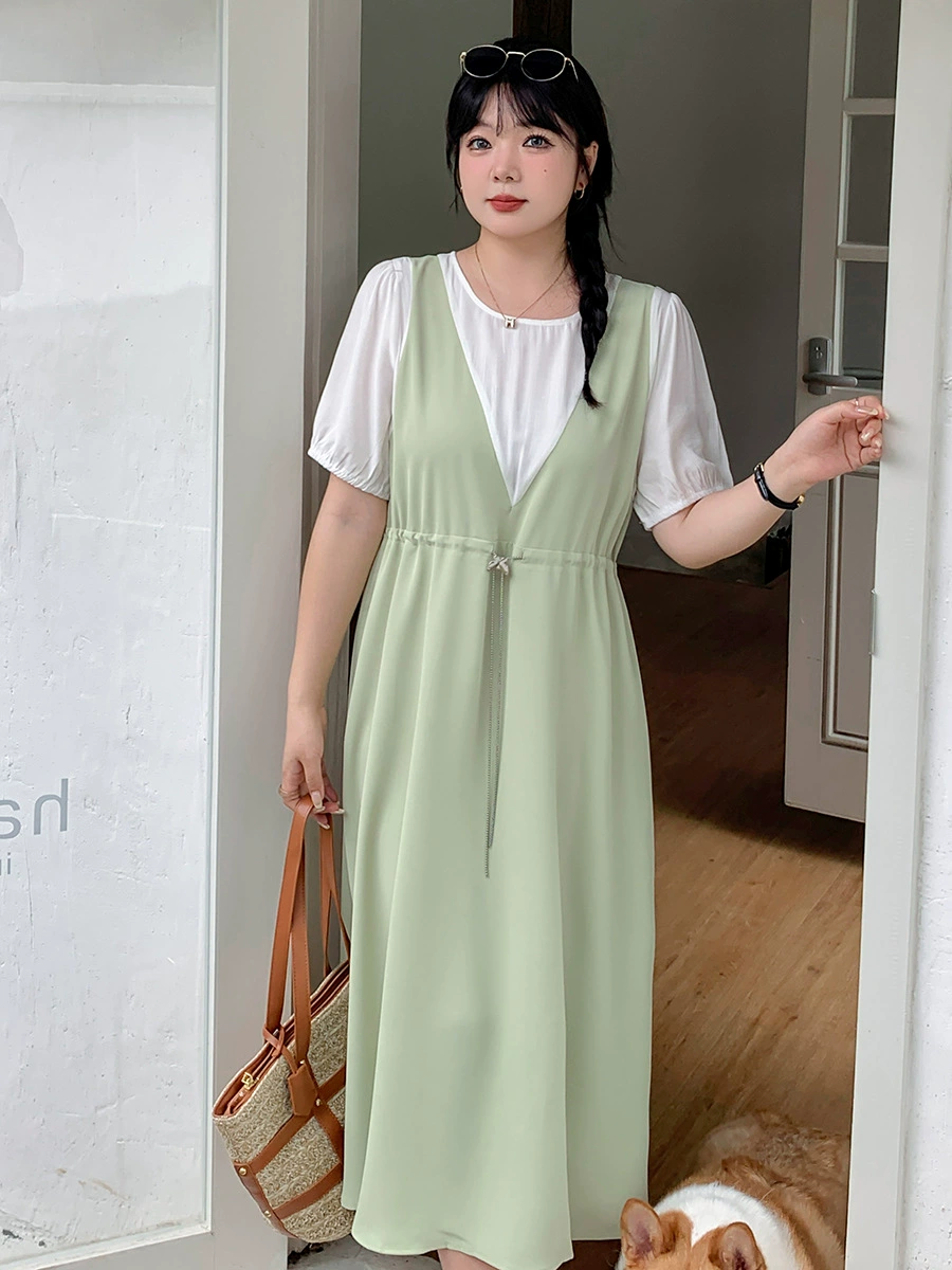 Комплект летнее платье и юбка, plus size городской стиль, размеры XL–5XL (130–260 цзинь)