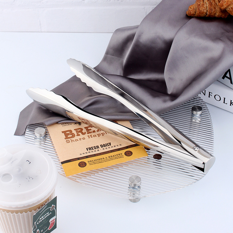 Deluxe Denas 18 / 10 gravedad de acero inoxidable abrazadera de alimentos automática abrazadera de pan tostado abrazadera de ensalada de restaurante