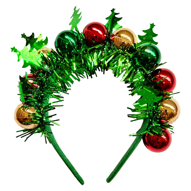 欧米の越境した新型のクリスマスの雪の花のカチューシャのクリスマスツリーの星の色のボールの頭のカチューシャの舞踏会のパーティーは道具を装います。|undefined