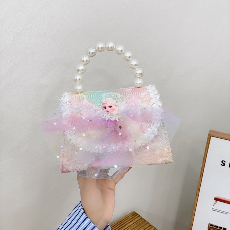 Bolsos infantiles, bolsos de moda princesa de perlas, bolsos de cambio de chicas lindas, bolsos de hombro de encaje