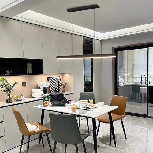 Modern minimalist restaurant chandeliers, minimalist one-piece long office dining table dining bar luxury lighting