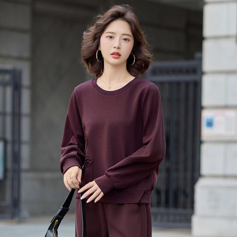 中年妈妈2025秋装运动服套装洋气中老年那女装春秋卫衣休闲上衣|undefined