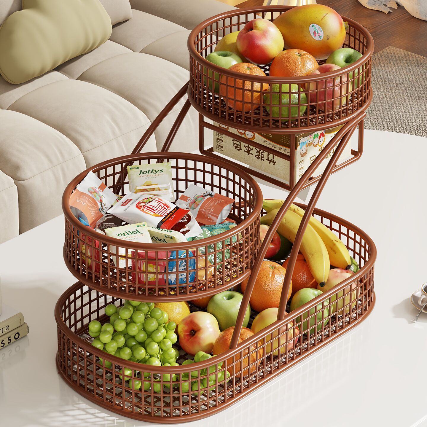 Cesta Multicapa de Frutas para Mesa para Sala de Estar image 4