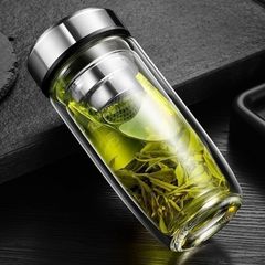 ガラス二重層ポータブルカップメンズグースエッグティーカップ茶水分離増粘大容量車載ウォーターカップ火傷防止