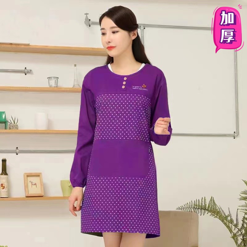 8587 쓰리버튼 피치 도트 블라우스-퍼플