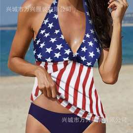 25跨境新款亚马逊BS爆款分体泳衣女高腰比基尼bikini泳装swimsuit