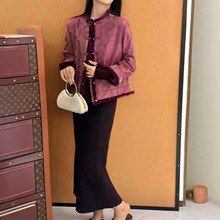 深圳南油新中式人丝浮光锦拼接水貂毛爆款棉服2025冬时尚保暖外套