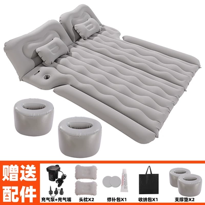 Vehicle-mounted inflatable bed | Rear Seat Sleeping Pad - new-suv-trunk-rear-seat-gray-with-car-pump