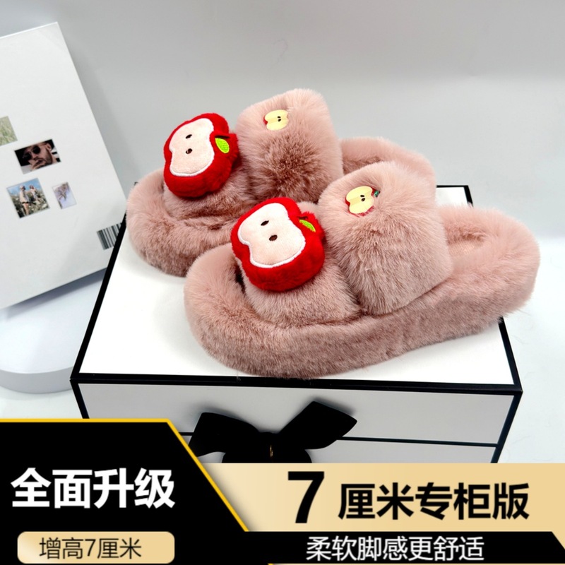 2025新款网红仙女毛毛拖鞋女外穿厚底防滑秋冬居家毛绒棉拖高级感|undefined