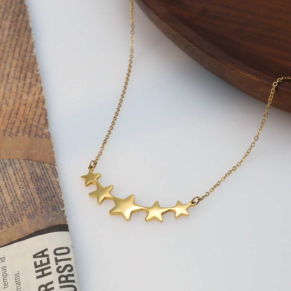 Minimalism Pentagram Pendant Stainless Steel Necklace For Women