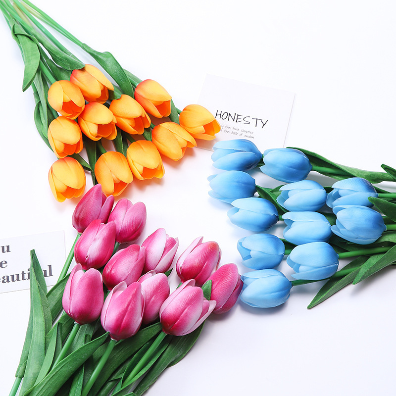 Miniature Tulip Handfeel Artificial Flowers, Wedding Decorative Ornaments, Nordic-Style Faux Plants—Factory Wholesale