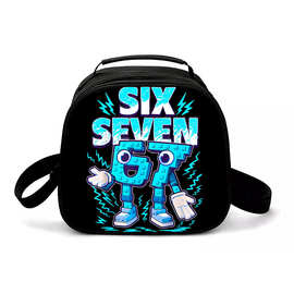 67梗six seven学生儿童DIY图片文字LOGO背包挎包笔袋卡通印花餐包