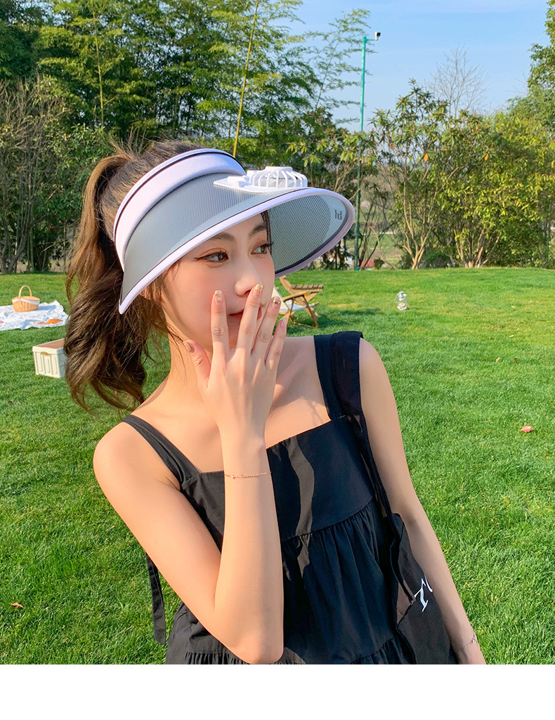 充电USB风扇太阳帽夏季女韩版户外防紫外线游玩遮阳防晒空顶帽潮 保暖 防晒 防摔 防风 遮阳 透气 防水 防虫 减龄 带风扇 沙滩 休闲 户外 旅行 运动 骑行 送礼 表演 设计 出游 直播 商务 旅拍 夜店 料理 职场 逛街 防晒空顶遮阳帽女 风扇遮阳帽女 夏季 夏季 凉爽太阳帽女 大帽檐遮阳帽女 太阳帽女 风扇遮阳帽 空顶帽女