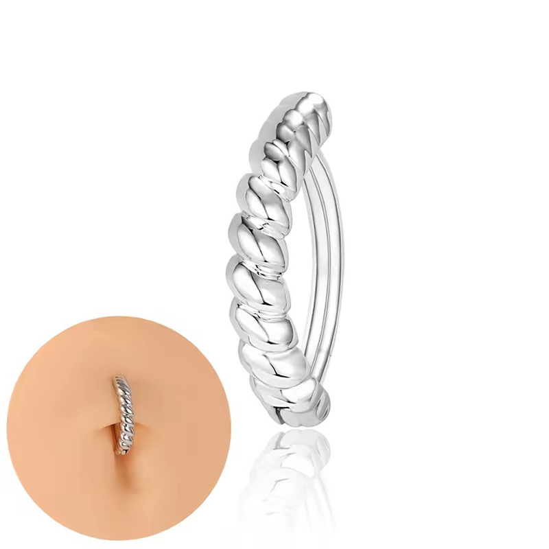 European American Cross-border Stainless Steel Smooth Ring With Personalized Flower Design And Zircon Inlay, Navel_voghion.com