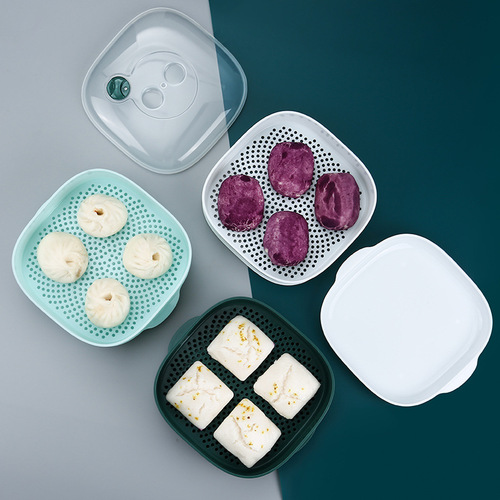 Microwave oven steamer office meal steamed buns heating plastic steamer container steamer cloth multi-layer steaming box
