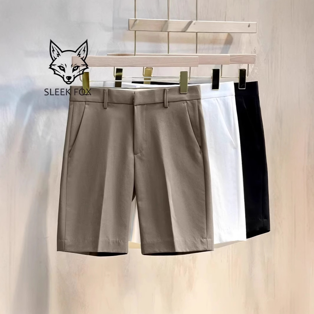 여름 신작 가볍고 성숙한 남성용 정장 반바지 한국식 캐주얼 하이엔드 노아이론 슬림 스트레이트 5부 팬츠