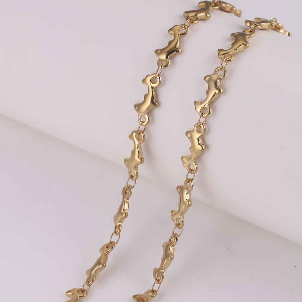 Cadena de vacío de acero inoxidable Golden Peach corazón cruz marco cadena estrella de cinco puntas cadena hecha a mano DIY collar accesorios de la joyería