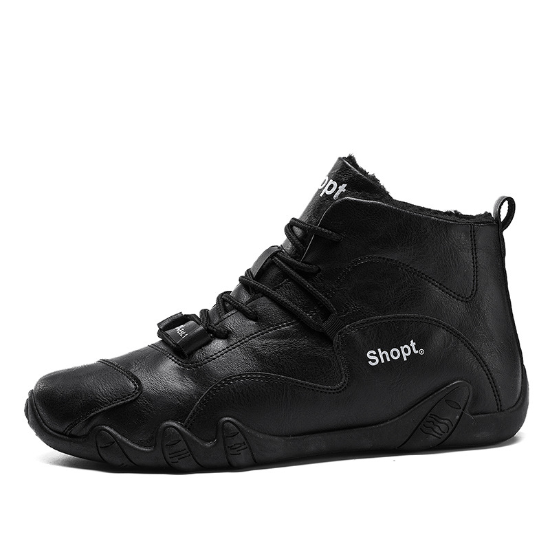 Uomo con pile invernale e scarpe alte, stivali caldi alla moda per giovani celebrità di Internet, versione coreana, Instagram_voghion.com