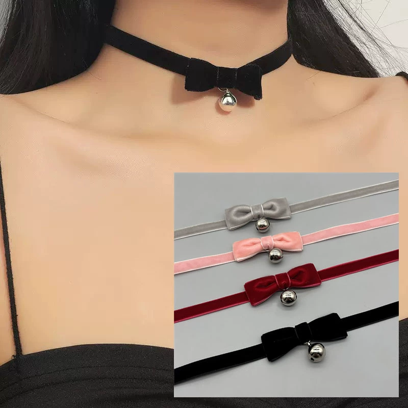 Лук колокольчик ошейник choker корейская версия нового ожерелье Dongmate короткая сексуальная черная цепочка ключицы оптом