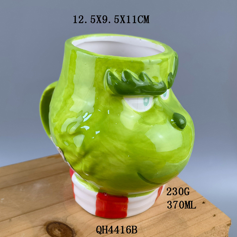 Grinch regalo de Navidad piel verde monstruo Taza de cerámica piel verde monstruo taza de café Grinch taza de agua