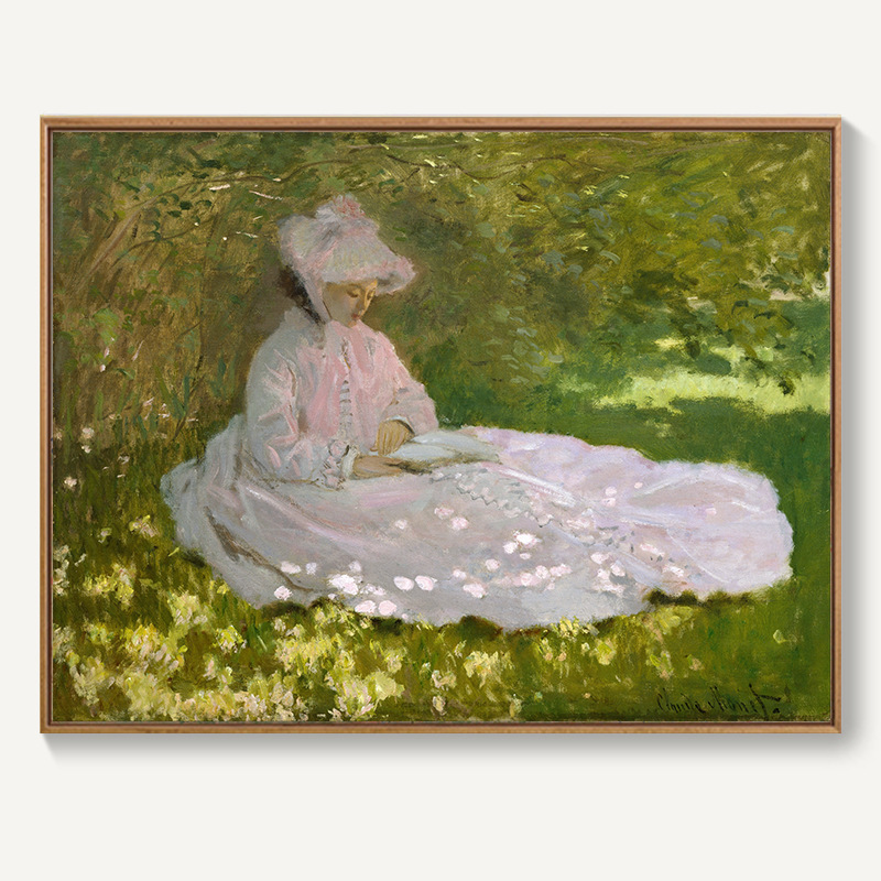 モネ日の出イメージ装飾画北欧客間レストラン掛け画抽象風景油絵寝室壁壁画麦畑|undefined