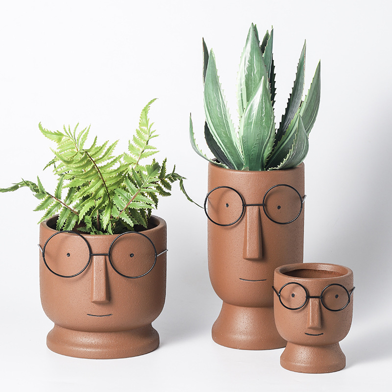 Nordic Simple Character Cartoon Face Fleshy Plant Potted Plant Indoor Porous Breathable Ceramic Pot Ceramic Deep High Flower Pot Nordic Simple Character Cartoon Face Fleshy Plant Potted Plant Indoor Porous Breathable Ceramic Pot Ceramic Deep High Flower Pot