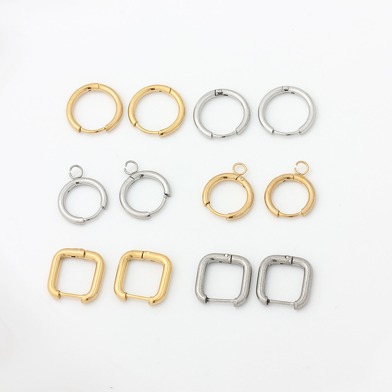 Titanium steel earrings stainless steel vacuum 18K gold ear buckle round triangle square ear clip earrings material DIY accessories Titanium steel earrings stainless steel vacuum 18K gold ear buckle round triangle square ear clip earrings material DIY accessories