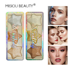 Cross-border five-pointed star light and shadow 3-color high-gloss and contouring baked powder diamond nose shadow high-gloss blush and contouring all-in-one tray
