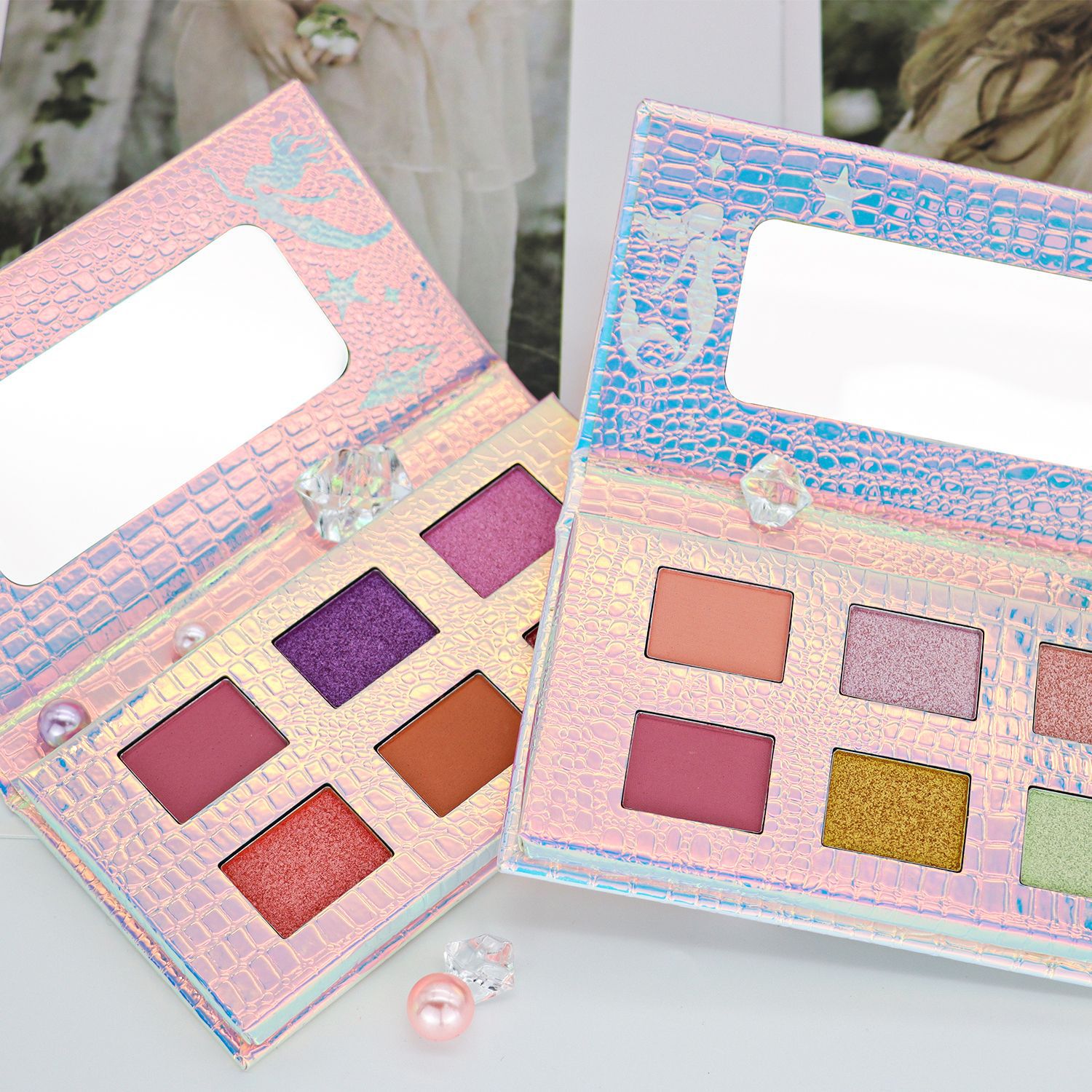 Cross-border new product: 6-color matte pearlescent eyeshadow palette, European and American multi-color contouring high-gloss fine glitter makeup palette, eye makeup Item Picture