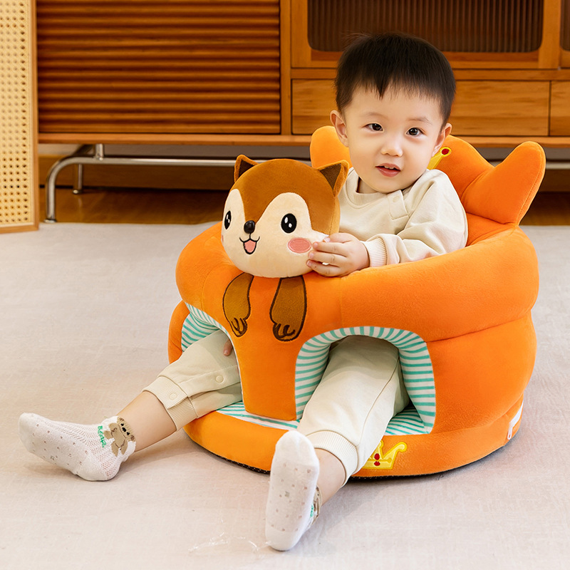 Asiento de aprendizaje para bebés anti-caídas, asiento de dibujos animados para bebés que aprenden a sentarse en un pequeño sofá sin lesiones espinales.