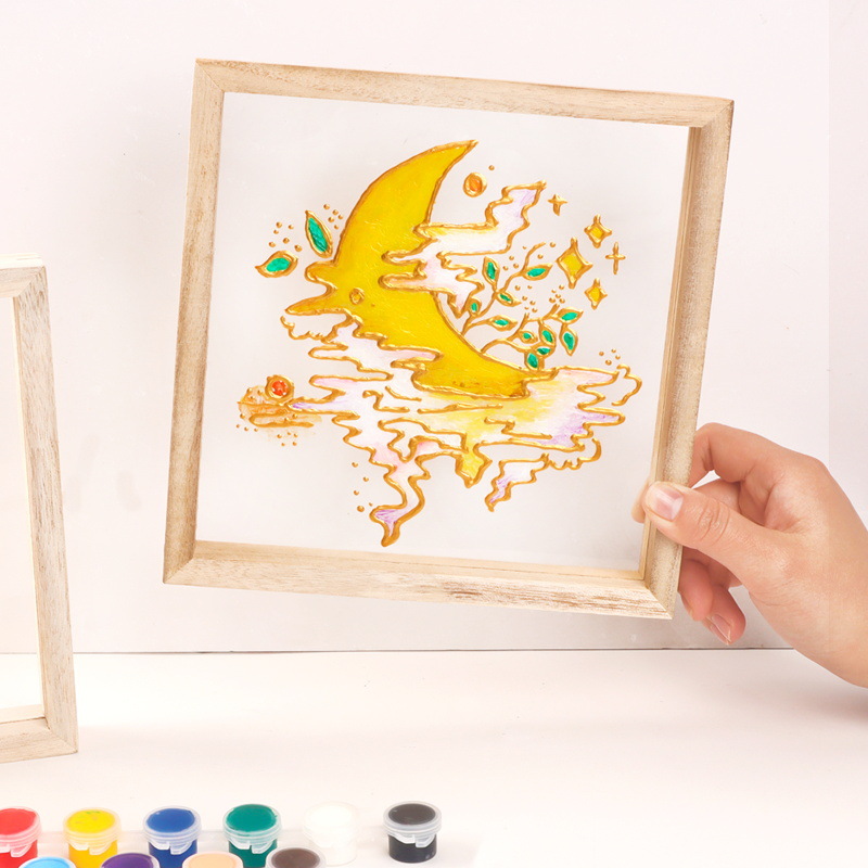 Acrylic Glass Painting DIY Materials Children's Handmade Acrylic Paint Picture Frame Set Creative Birthday Gift