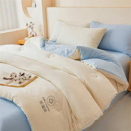 新款纯色水洗棉新疆棉花被冬被春秋被四季通用被子被芯夏被批发