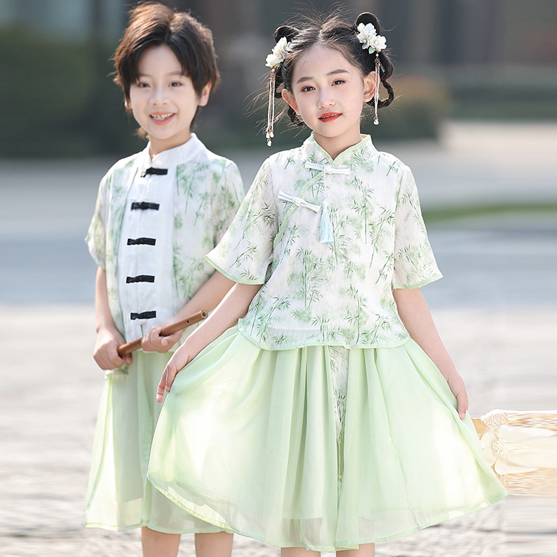 六一儿童夏季演出服男女童小学生民国风班服幼儿园新中式合唱服