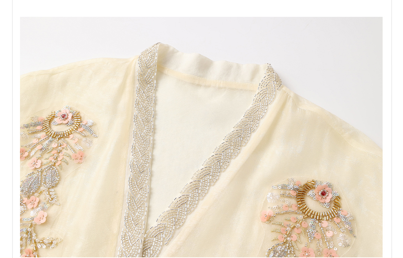 Áo cardigan nữ dáng rộng Tencel thêu hạt phong cách Trung Hoa — hồng, mơ chi tiết 41