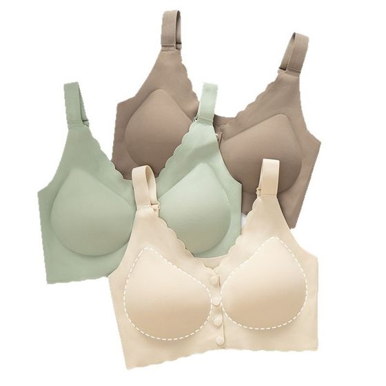 Front Buckle Traceless Underwear Women's Breast-feeding Non-steel Ring Fixed Cup Bra Small Chest Push-up Anti-sagging plus size Beautiful Vest