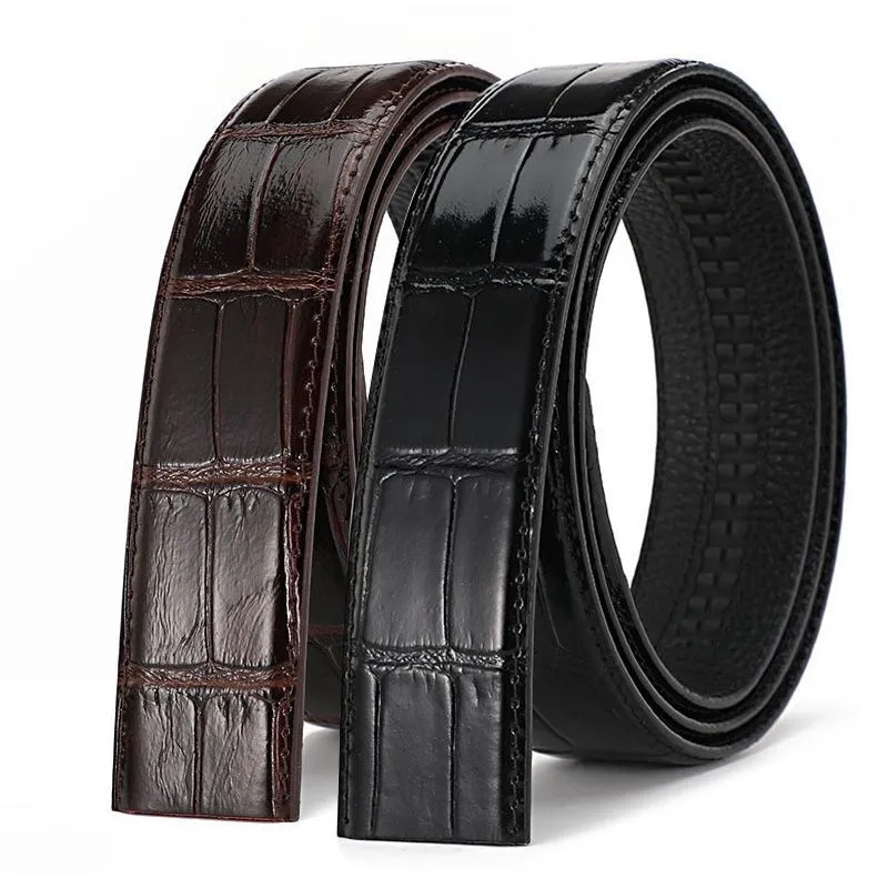 Headless Crocodile Pattern Men's Belt Genuine Leather Without A Head, Automatic Buckle Belt, High-end Cow Belt, Trendy Business Belt_voghion.com