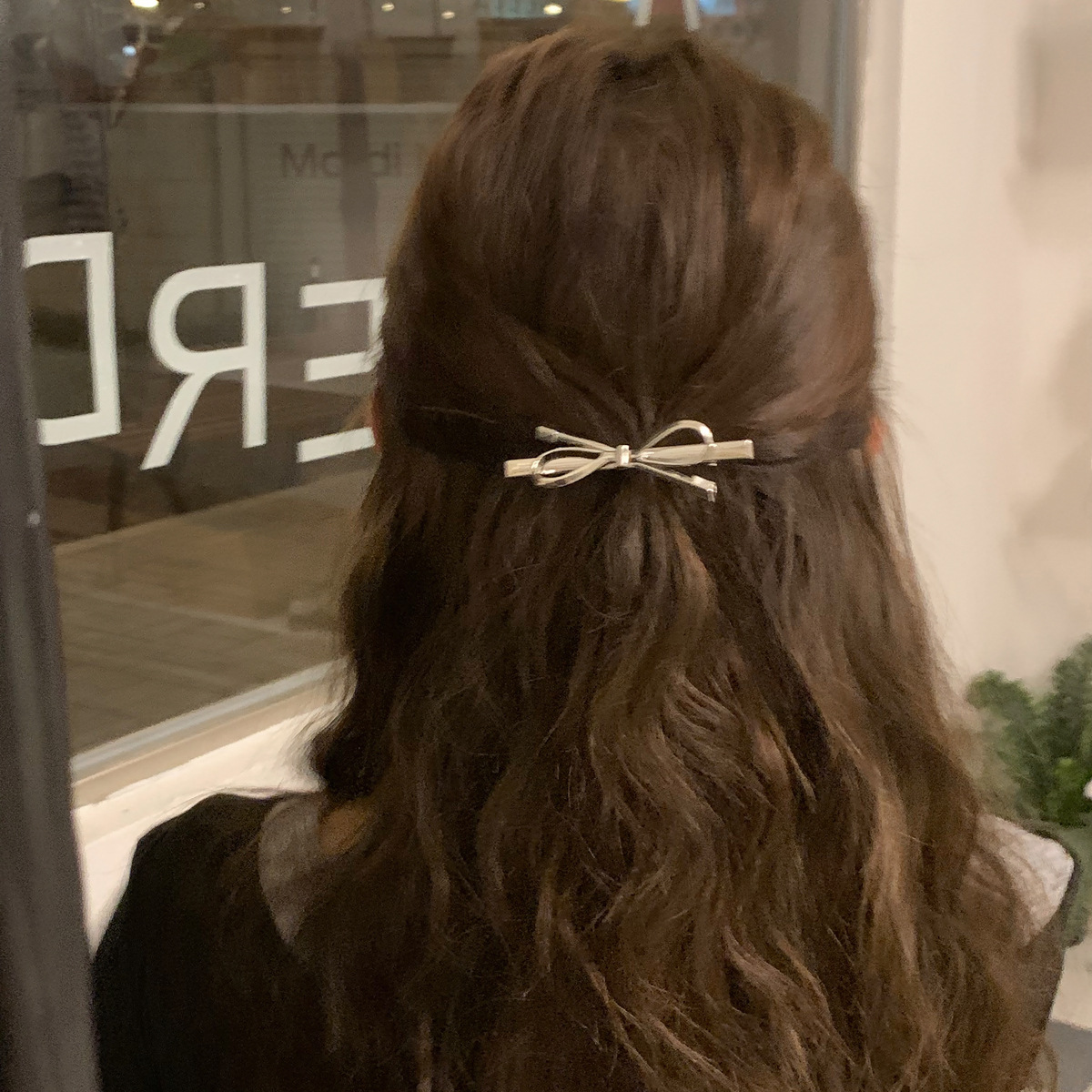 Fermaglio per capelli a forma di fiocco argento per donna clip_voghion.com